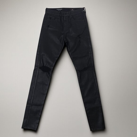 AG Adriano Goldschmied The Farrah Skinny Distressed Women's 27 Black Leatherette - Picture 14 of 16